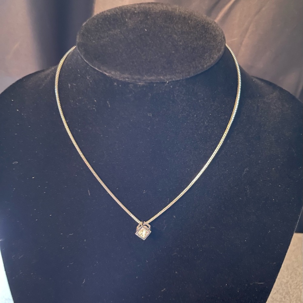 Silver Toned Cube Pendant With Box Chain